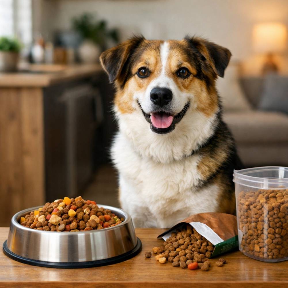 Спокійний домашній кадр із собакою і зоною годування