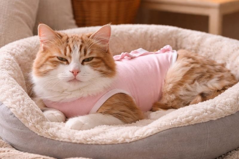 Кіт у спокійному домашньому середовищі після ветеринарної процедури або у відновлювальному контексті